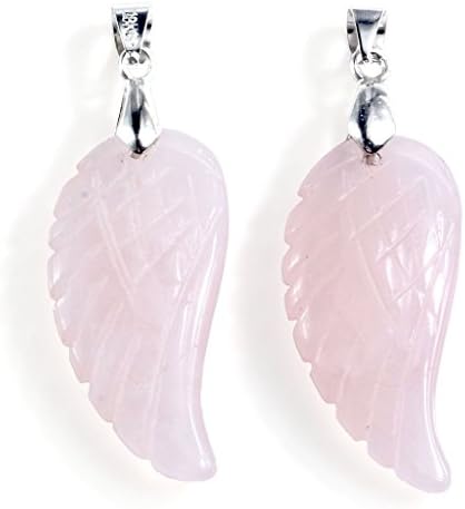 Jovivi Natural Amethyst Crystal Quartz Gemstones Stone Healing Point Chakra Reiki Angel Wings Pendant Chain Necklace