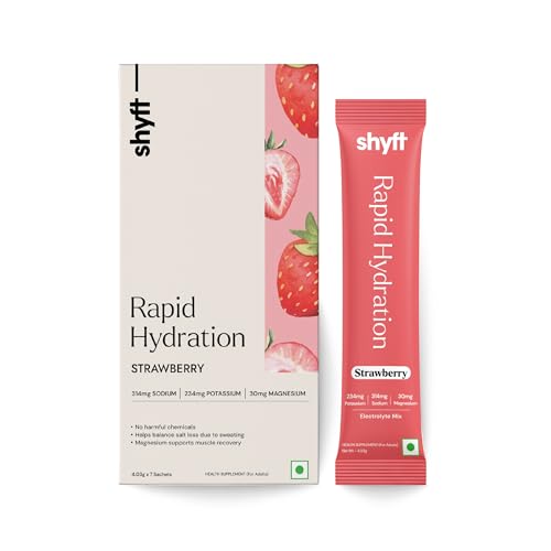 Image of Shyft Rapid Hydration - Strawberry | 7 Sachets | Right sodium, potassium, magnesium mix for Instant Hydration | Absolutely no harmful chemicals | No Artificial Sweetener