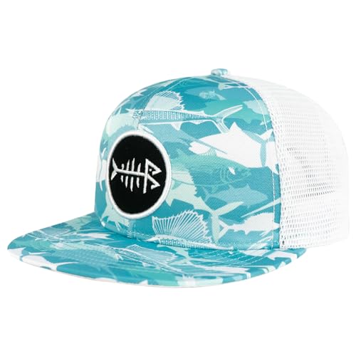 Image of BASSDASH Flat Brim Trucker Cap Adjustable Snapback Hat Mesh Back for Men Women