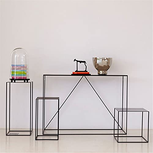 CompactRetangularSideTable,ModernAccentMóveisDisplayStandforDisplayingFlowerPossBlackGoldenandWhiteI