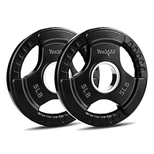 Yes4All Rubber Grip Plates for Barbell, 2-Inch Weight Plates for Weightlifting and Strength Training in Home Gym (Single, Pair and Set)