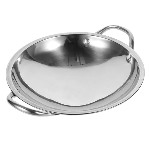 Wok de acero inoxidable con asas y tapa redonda miniatura 1