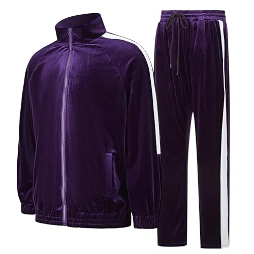 Ragelion Mens Tracksuit 2 Piece Velour Sweatsuit for Men Casual Full Zip Jogging Suit Jacket Pants Set