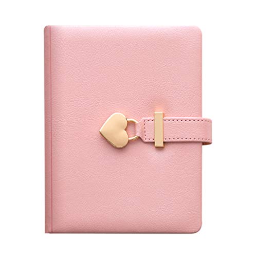 NUOBESTY Bloco de notas para estudantes, diário, caderno, livro rosa com trava