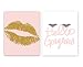 Designs by Maria Inc. Set of 2 Fashionista Prints (Unframed) Lips & Lashes Wall Art Makeup Bathroom Decor (8x10) (Option 1)