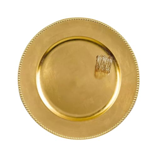 MYEventProducts-48-Pack-13-inch-Gold-Charger-Plates-24-with-Napkin-Rings-24-Heavy-Duty-Durable-Sturdy-Plastic-Chargers-for-Dinner-Plates-Plastic-plates-for-Wedding-Party-Supplies