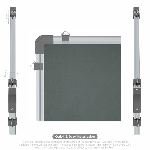 Image of Scholar Art Metis 4x6 Feet Bulletin Notice Board for Office, Home & School | Vibrant & Versatile Crape Cloth + High Density Soft Board for Pinning Photos, Sticky Notes & Reminders (Grey)
