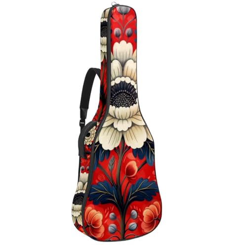 Housse de guitare acoustique 41 pouces avec fermeture éclair et motif fleur
