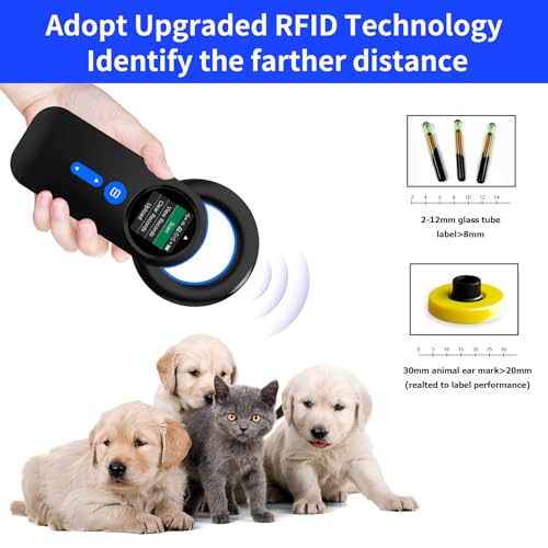 Alacrity Leitor de microchip Bluetooth para animais de estimação sem fio RFID leitor de identificaçã