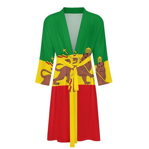 Albornoz de león rastafari de longitud media con diseño suave de playa 4