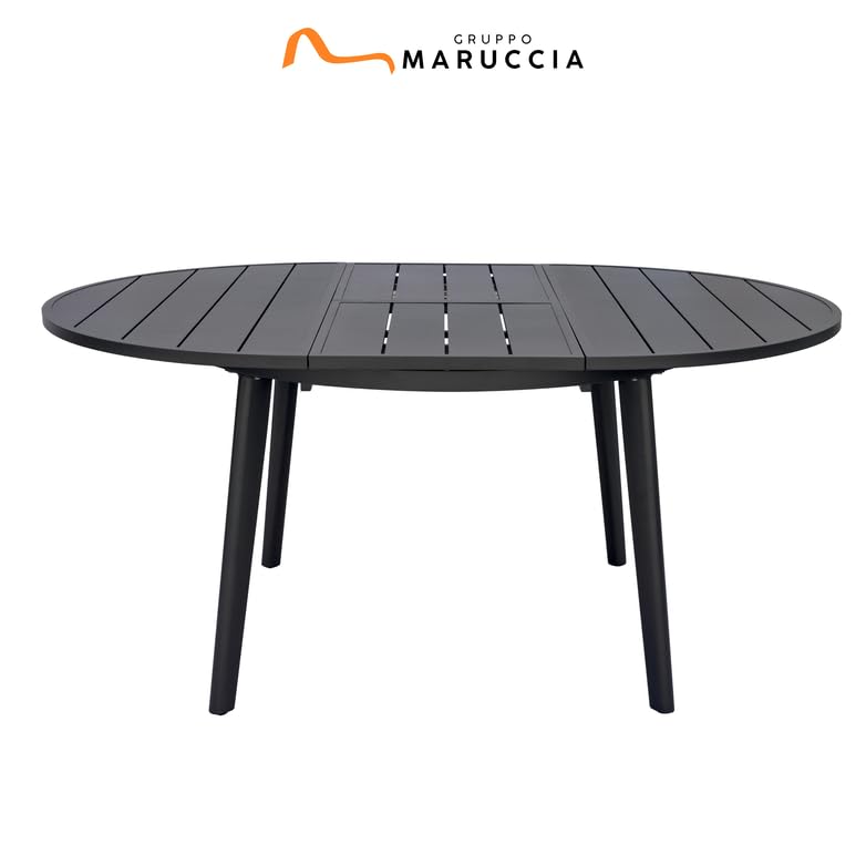 Gruppo Maruccia - Tavolo da Giardino Rotondo in Alluminio - Struttura Allungabile da 120 a 170 cm - Arredo Esterni, Bar, Ristoranti (Antracite)