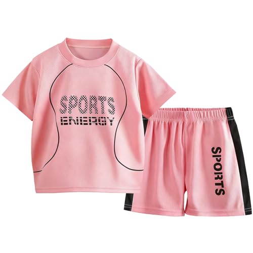 Amur Leopard Survêtement Enfants Garçons Ensemble Jogging Filles à Séchage Rapide Ensemble de Sport d'Été 2pcs T-shirt à Manches Courtes + Shorts, Rose,...