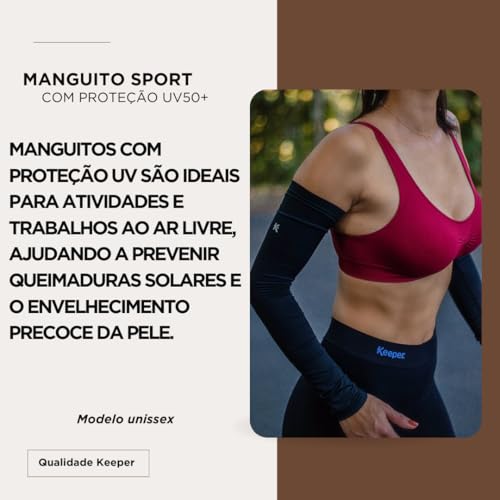 Par Manguito Esportivo Proteção UV Mangote Corrida Motoboy Trilha (Azul Marinho, G)
