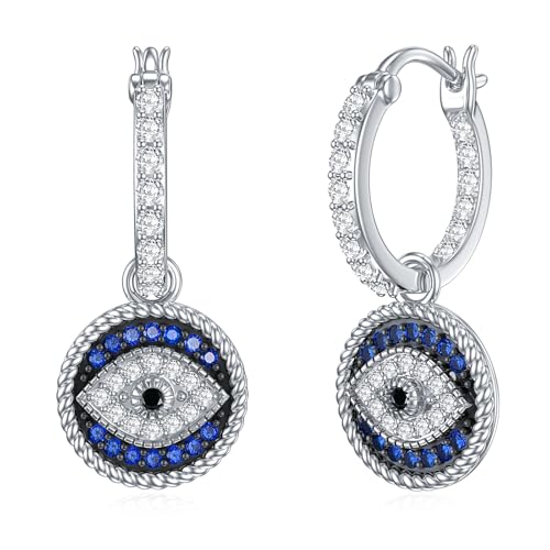 Boucles d'oreilles œil turc argent 925 créoles mauvais œil et bijoux amulette femme