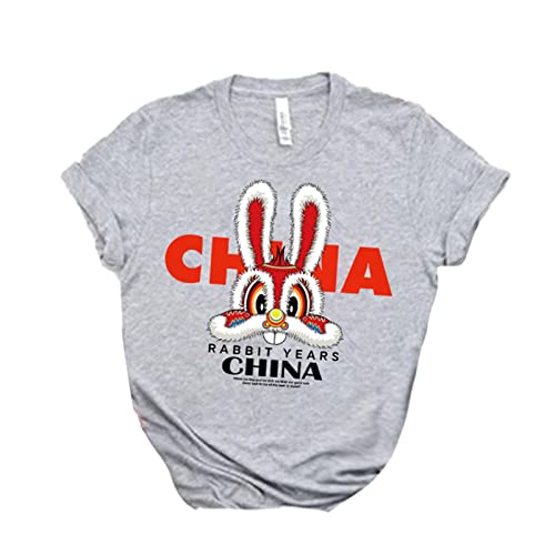 Crianças Meninos Meninas Crianças Ano Chinês do Coelho Ano Novo Chinês Estampas Bonito Top Camiseta