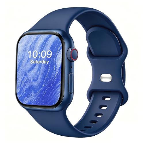 Image of Sport Bands Compatible with Apple Watch Band Women Men 40mm 38mm 41mm 42mm 44mm 45mm 46mm 49mm ,Soft Wristband Waterproof Replacement Strap for iWatch Bands Series 11 10 9 8 7 6 5 4 3 2 1 SE Ultra Navy Blue