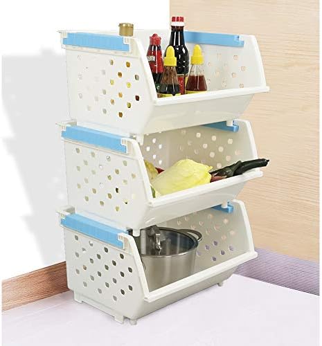 Dynko 4 Tiers Large Plastic Stacking Baskets, Stackable Storage Bins