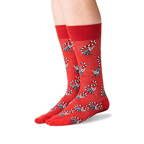 HOTSOX Mens Lemurs Socks 1 Pair, Red, Shoe Size: 10-132