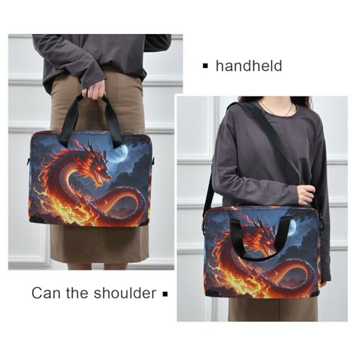 Bolso maletín para laptop 15.6" negro con dragón miniatura 2