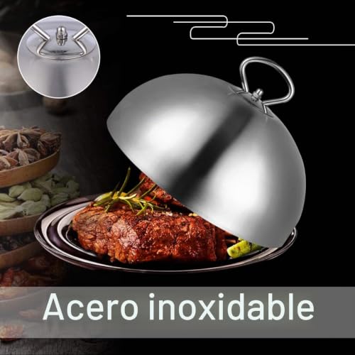 Tapa de acero inoxidable para teppanyaki y recetas al vapor Hemoton de 28 cm 6