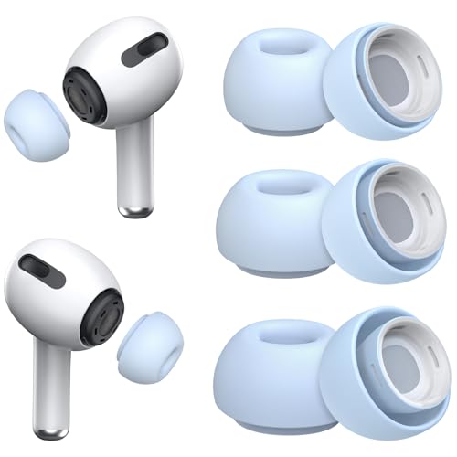 YUWAKAYI イヤーピース AirPods Pro 第2/1世代対応 シリコン イヤーチップ 柔らかい 滑り止め 携帯用収納ボックス付き（ライトブルー、S/M/Lサイズ 各1組）の商品画像（Amazon）