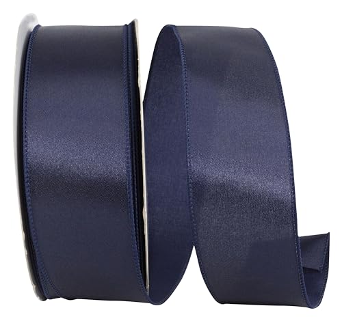 Reliant Ribbon 92575W-055-40K Satin Value Wired Edge Ribbon, 2-1/2 Inch X 50 Yards, Navy