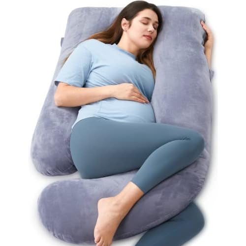 Momcozy Pregnancy Pillows for Sleeping, U Shaped Full Body Maternity Pillow with Removable Cover – Support for Back, Legs, Belly, HIPS for Pregnant Women, 57 Inch Pregnancy Pillow for Women, Grey