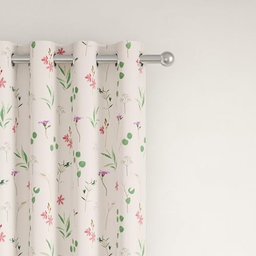 Image of Wakefit Printed Blackout Door Curtains 7 Feet | Set of 1 | Upto 99% Room Darkening | Double Layered Fabric | Thermal Insulated & Noise Reducing Curtains for Living Room & Home Decor | Botanic Beige