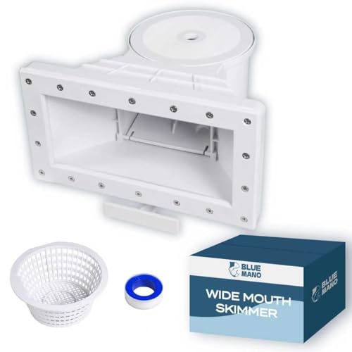 Blue Mano Wide Mouth Above Ground Pool Skimmer Complete Kit Replacement for SP1091WM Dyna-Skim 45-430 32192 Opening Width 14 Fits for All Wide Standard Pool Wall
