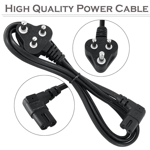 Image of WeFly 1.5 Meter 2 Pin 90 Degree Power Cord Cable 18AWG for Laptop Adapter, Camera, Printer, Charger Black (1.5 Meter 2 Pin)