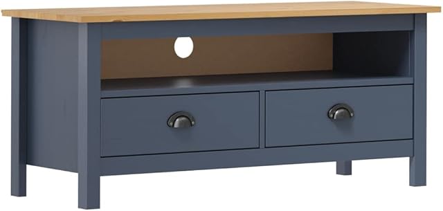 vidaXL Solid Pine Wood TV Cabinet Entertainment Centre Living Room Sideboard Hifi Lowboard Wooden Cabinet Media TV Stand Unit Grey