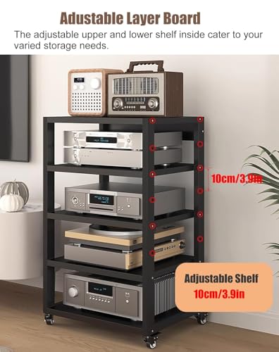 Gabinete de audio compacto de 2 niveles con ruedas para maximizar el espacio en casa 5