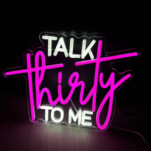 Image of Talk Thirty To Me Neon Sign 30th Birthday Decorations Birthday Anniversary | 30th Birthday Neon Signs Thirty Birthday Gifts For Him Her USB Neon Sign for Birthday Anniversary