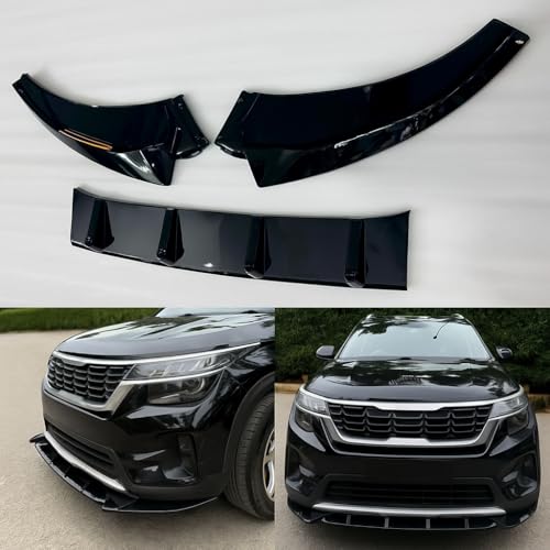 Image of ABS Quality Glossy Black Kia Seltos Front Bumper Splitter Lip Diffuser Dedicated for Kia Seltos Durable Aerodynamic & Sport Appearance Splitter for New Model