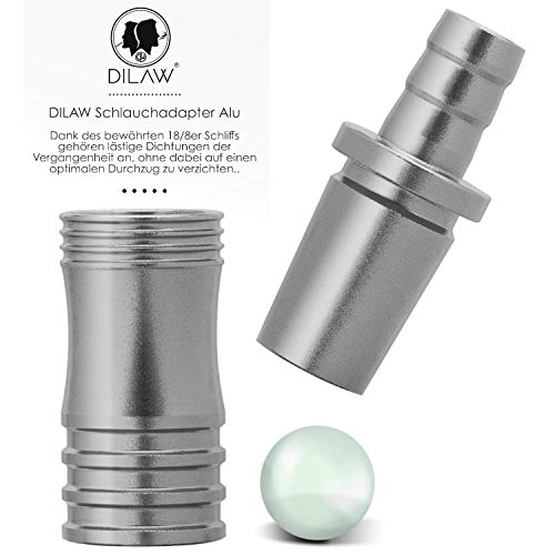 DILAW® Shisha Aluminium Schlauchadapter 18/8 Schliff Set 2-teilig Universal Hookah Wasserpfeife Alu Manyak,Opal,Vatos… – Bild 4