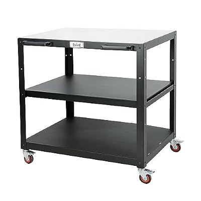 Feasto 3-Shelf Grill Table, Outdoor Pizza Oven Table Grill Cart with Wheels, Large 304 Stainless Steel Outdoor Prep Table Pizza Oven Stand for Grill, Metal Cart on Wheels for for Ooni, Blackstone
