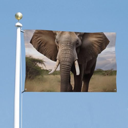 Drapeau éléphant 119x177 cm en polyester avec 4 œillets pour décoration