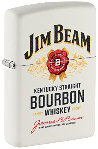 Zippo Jim Beam Label Logo White Matte Pocket Lighter
