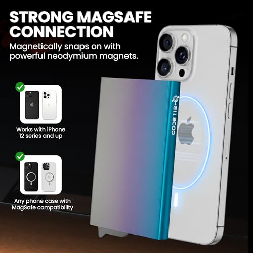 Image of CODE 118 Wallet for Men - Slim Minimalist Aluminum Magnetic Card Holder - RFID Blocking Front Pocket Mag Safe Wallet with Strong Magnet Attachment (Ombre Fade)