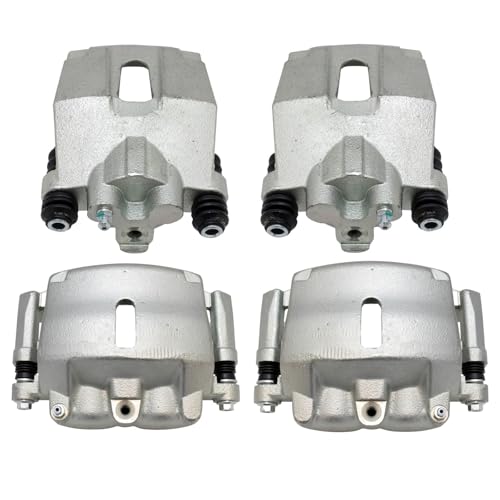 Image of TRQ Front and Rear Brake Caliper Set Zinc Coated Brackets Compatible with 2004-2008 Ford F 150 2004 Ford F 150 Heritage 2006-2008 Lincoln Mark LT