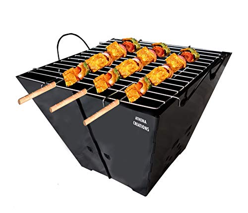 ATHENACREATIONS ACYL1501 Charcoal Portable Folding Barbecue Grill Toaster-Space Saver with 4 Free Grill Sticks