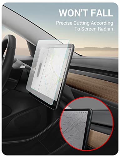 Basenor Tesla Model Y Model 3 Tempered Glass Screen Protector Matte Center Control Navigation Touchscreen Protector 9H Anti Fingerprint Anti-Glare Dashboard Accessories 2016-2023 Upgrade #TOP6
