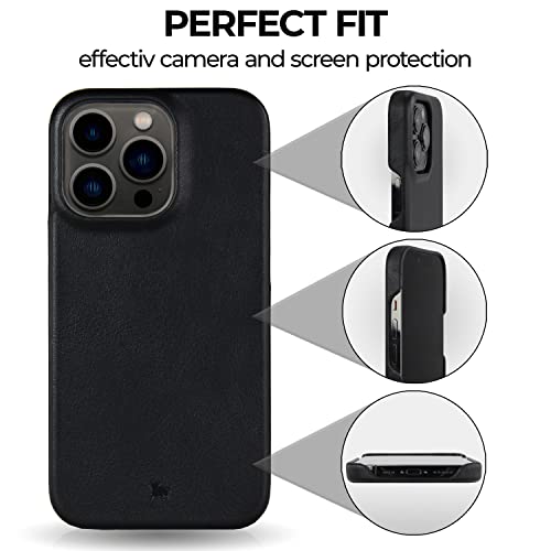 Étui en cuir iPhone 15 Pro protection MagSafe fine Menor Classic antichoc