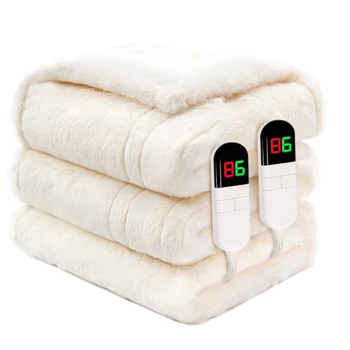PTQ Premium Heated Blanket King 90"×100",Ultra Soft Electric Blanket(Beige)