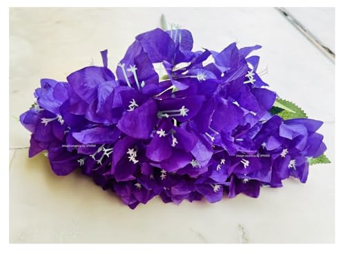 Image of SPHINX Artificial Bougainvillea 5 Heads Bunch Without Vase for Home Decor,Centerpieces, Christmas Decorations, Welcome Reception, Dinner Table decor Approx Height 50 cms- (Purple, 2 Pieces)