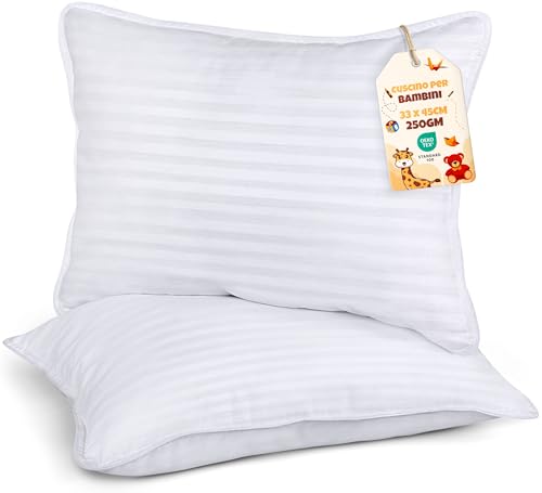 Utopia Bedding Cuscino per Bambini 40 x 60 cm, Set di 2 Cuscini per Bambini, Tessuto in Policotone Traspirante, Cuscino per Bambini per la Nanna, Destinato dai 2 Anni in su (Bianco)