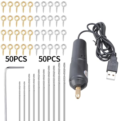 Elektrisches Handbohrwerkzeug-Set, elektrischer Schraubstock-Set mit 10 Bohrern für Harzschmuckherstellung, elektrische