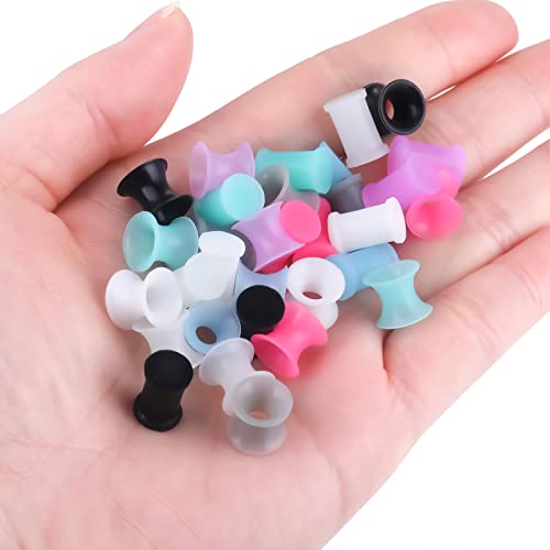 Jusway Gauges For Ears Silicone Ear Plugs And Tunnels Ear Stretching Plugs Lobe Tunnles 2G Gauges(32Pcs) #TOP6