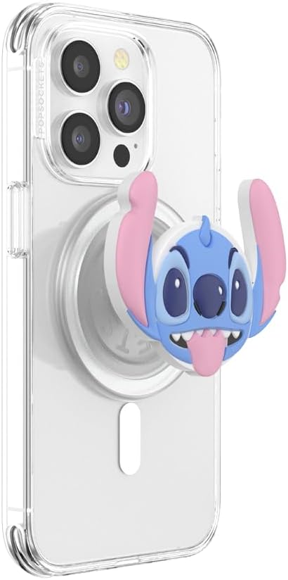 PopSockets Phone Grip for MagSafe with Kickstand, Magnetic Stand, Swappable Top, Secure Hold for iPhone MagSafe Cases, Phone & Tablet Grip, Disney - PopOut Dreamy Stitch