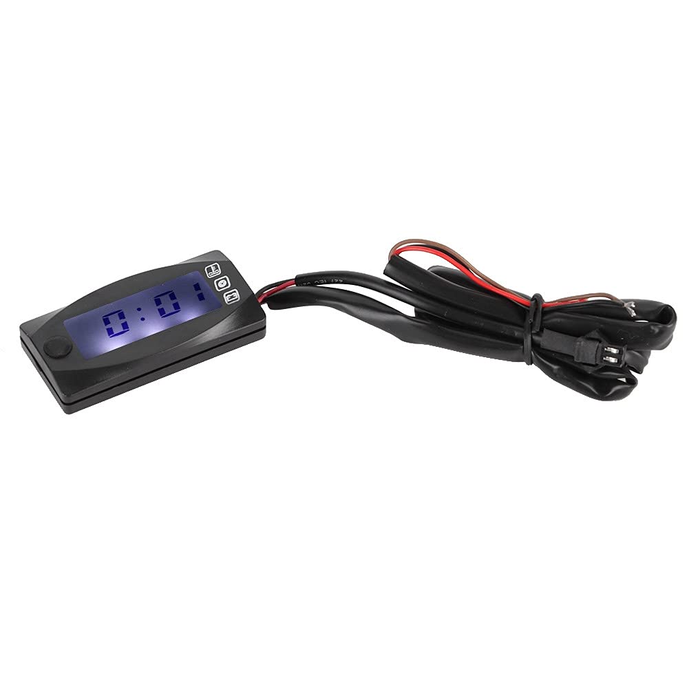 Termometro per Moto Misuratore di Tensione Misuratore di Temperatura 'Acqua Display Digitale del Tempo 3 in 1 ABS Multifunzionale Nero Antiurto Resistente all'Usura per